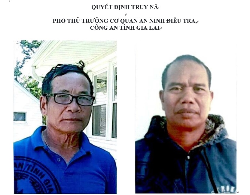 Quyết định truy nã Phó Thủ trưởng Cơ quan An ninh điều tra, Công an tỉnh Gia Lai